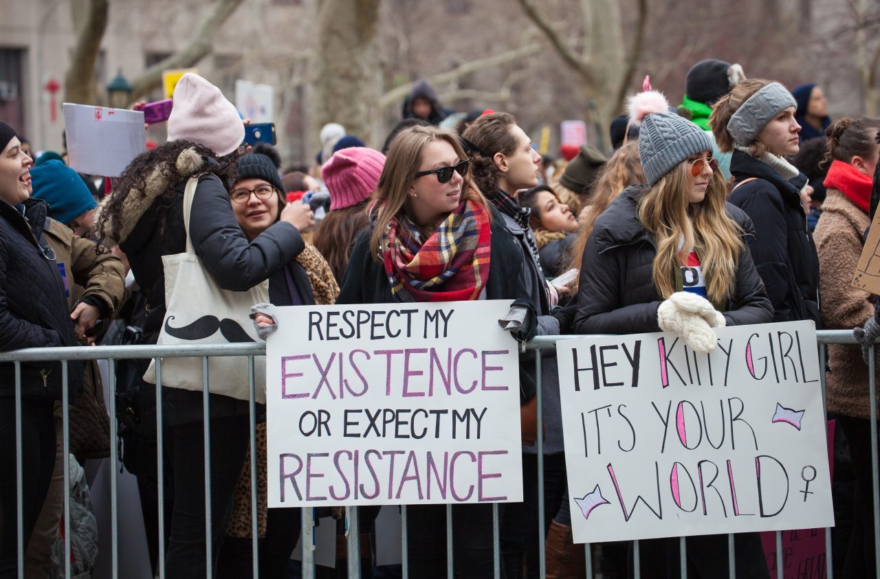 Manhattan, New York City. Saturday, January 19, 2019 Hundreds of people attended the third annual Women’s March at Foley Square Park in support of women’s rights. Credit: Photo by LoveIsAmor.com