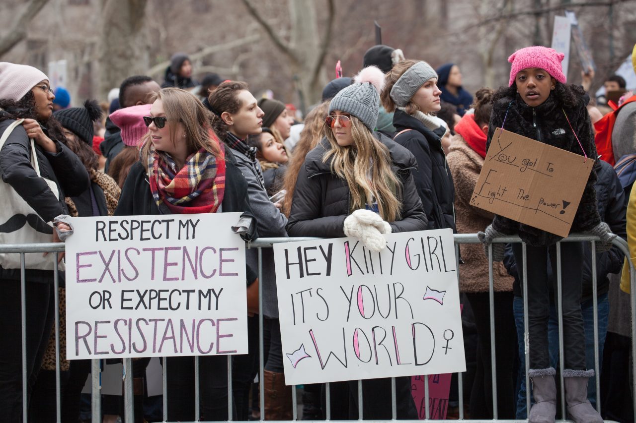 Manhattan, New York City. Saturday, January 19, 2019 Hundreds of people attended the third annual Women’s March at Foley Square Park in support of women’s rights. Credit: Photo by LoveIsAmor.com