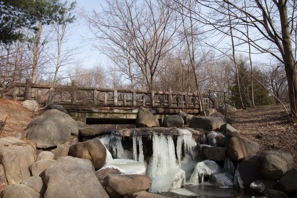 Brooklyn, New York City. Saturday, February 2, 2019 - A waterfall in Prospect Park is frozen. Credit: Photo by LoveIsAmor.com