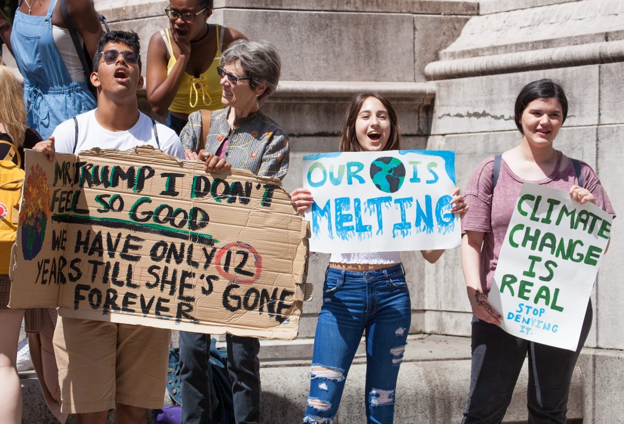 Friday, May 24th, 2019. New York City - Today was the 2nd Global Climate Strike. Hundreds of students, some teachers, parents and other people gathered at Columbus Circle and then marched to Times Square in Manhattan. They demanded that “NYC Mayor (and U. S. presidential candidate) Bill de Blasio follow the UK, Ireland and countless cities around the world who have declared a Climate Emergency.” More than 1 million students, teachers, parents, politicians and other people from around the world went on strike in protest of the climate crisis. Credit: Photo by LoveIsAmor.com