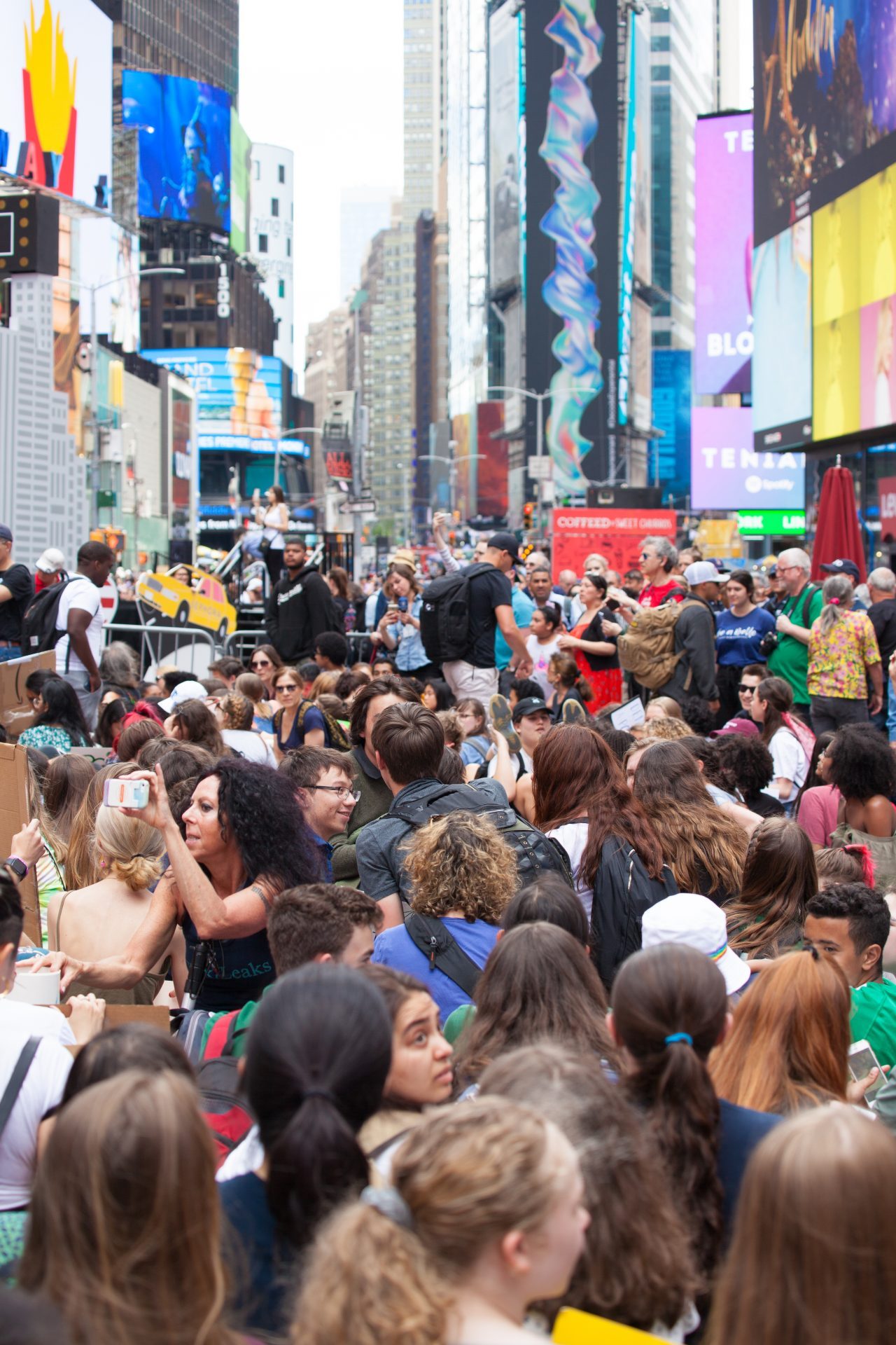 Friday, May 24th, 2019. New York City - Today was the 2nd Global Climate Strike. Hundreds of students, some teachers, parents and other people gathered at Columbus Circle and then marched to Times Square in Manhattan. They demanded that “NYC Mayor (and U. S. presidential candidate) Bill de Blasio follow the UK, Ireland and countless cities around the world who have declared a Climate Emergency.” More than 1 million students, teachers, parents, politicians and other people from around the world went on strike in protest of the climate crisis. Credit: Photo by LoveIsAmor.com