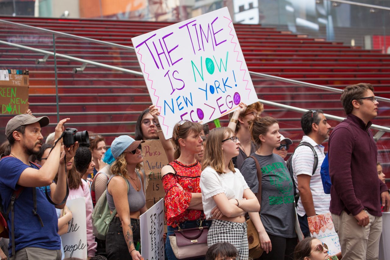 Friday, May 24th, 2019. New York City - Today was the 2nd Global Climate Strike. Hundreds of students, some teachers, parents and other people gathered at Columbus Circle and then marched to Times Square in Manhattan. They demanded that “NYC Mayor (and U. S. presidential candidate) Bill de Blasio follow the UK, Ireland and countless cities around the world who have declared a Climate Emergency.” More than 1 million students, teachers, parents, politicians and other people from around the world went on strike in protest of the climate crisis. Credit: Photo by LoveIsAmor.com