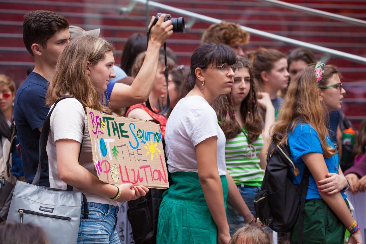 Friday, May 24th, 2019. New York City - Today was the 2nd Global Climate Strike. Hundreds of students, some teachers, parents and other people gathered at Columbus Circle and then marched to Times Square in Manhattan. They demanded that “NYC Mayor (and U. S. presidential candidate) Bill de Blasio follow the UK, Ireland and countless cities around the world who have declared a Climate Emergency.” More than 1 million students, teachers, parents, politicians and other people from around the world went on strike in protest of the climate crisis. Credit: Photo by LoveIsAmor.com