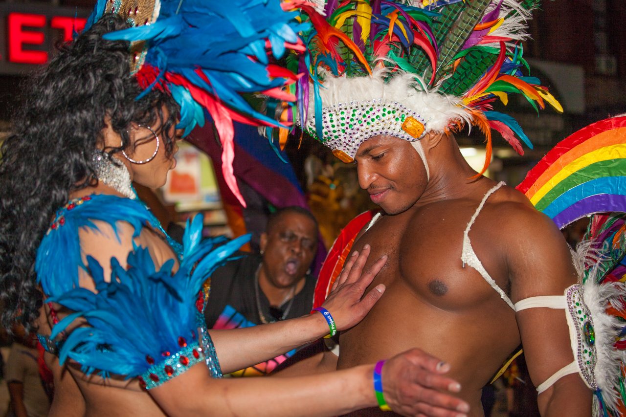 Saturday, June 8th, 2019. Brooklyn, New York City - Caribbean Black man dancing at the Brooklyn Pride Parade/March. This year, Brooklyn celebrated the 23rd Annual Brooklyn Pride Parade/March. Brooklyn Pride was ranked within the top 10 of the 20 best places in the US to celebrate pride by matadornetwork.com. This year is the 50th anniversary of the Stonewall revolution. Credit: Photo by LoveIsAmor.com