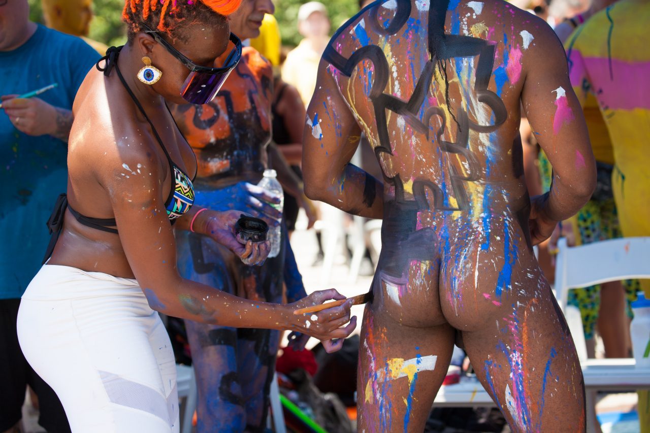 Saturday, July 20, 2019. New York City – Today was the Bodypainting Day 2019. The event was organized by Human Connection Arts. This was the 6th annual event and it was at the Maria Hernandez Park. The park is in the artistic mecca of Bushwick in Brooklyn, NYC. Photo credit: "Photo by LoveIsAmor.com"