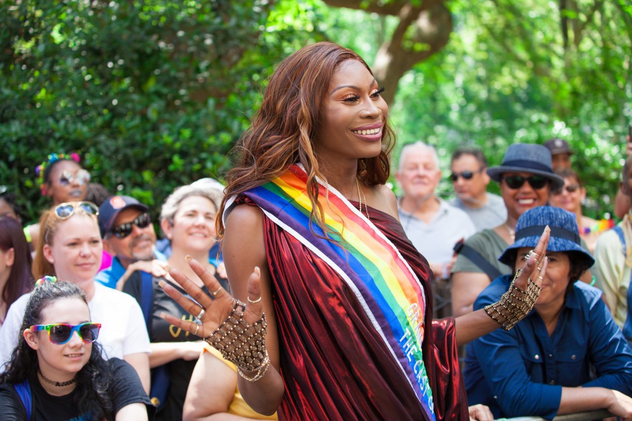 Sunday, June 30th, 2019. New York City - Grand Marshal. Dominique Jackson (Elektra), cast member of POSE at the NYC Pride March. POSE is a dance musical, set in the 1980s, that explores the juxtaposition of life and society in New York: the ball culture world, the rise of the Trump era, and the downtown social and literary scene. The 50th anniversary of the Stonewall Rebellion was on Friday, June 28th, 2019. People from around the world came to New York City to celebrate. Credit: Photo by LoveIsAmor.com