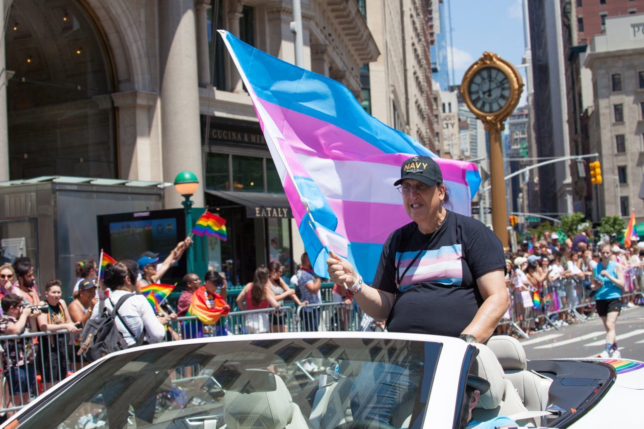 Sunday, June 30th, 2019. New York City - Grand Marshal. Monica Helms at the NYC Pride March. Monica Helms is a transgender activist, author, and veteran of the United States Navy, having served on two submarines. She is also the creator of the Transgender Pride Flag, in 1999, and subsequently donated the original flag to the Smithsonian Institution in 2014. The 50th anniversary of the Stonewall Rebellion was on Friday, June 28th, 2019. People from around the world came to New York City to celebrate. Credit: Photo by LoveIsAmor.com