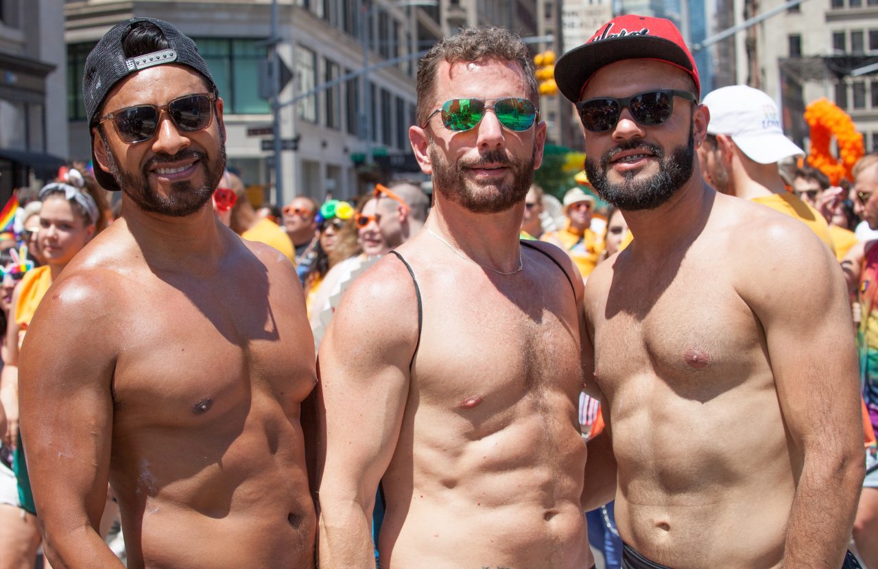 Sunday, June 30th, 2019. New York City - Shirtless men at the NYC Pride March. The 50th anniversary of the Stonewall Rebellion was on Friday, June 28th, 2019. People from around the world came to New York City to celebrate. Credit: Photo by LoveIsAmor.com